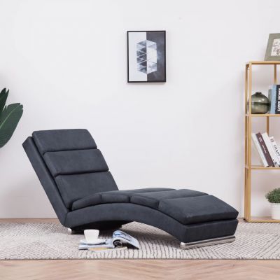 Gossi sezlong, gri, piele intoarsa artificiala