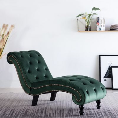 Gossi sezlong, verde, catifea
