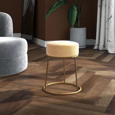 Gossi taburet rotund, culoarea caisei, catifea
