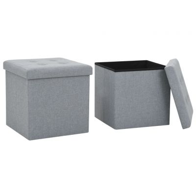 Gossi taburete de depozitare pliabile, 2 buc., gri deschis, textil