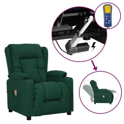 Gossi fotoliu de masaj cu ridicare, verde inchis, material textil