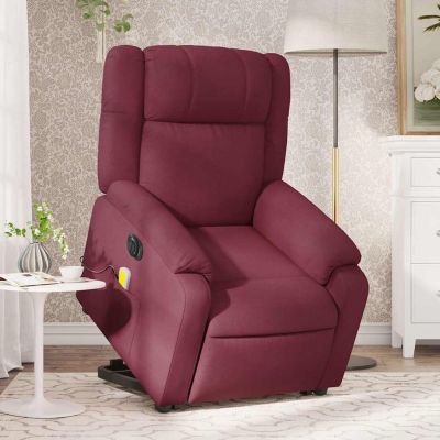 Gossi fotoliu de masaj electric rabatabil cu ridicare rosu vin textil