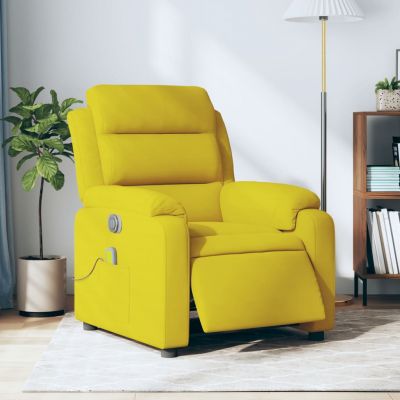 Gossi fotoliu de masaj electric rabatabil, galben, catifea