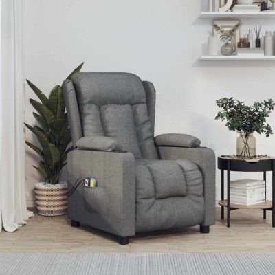 Gossi fotoliu de masaj electric rabatabil, gri inchis, textil
