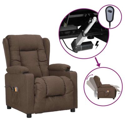 Gossi fotoliu de masaj electric rabatabil, gri taupe, textil