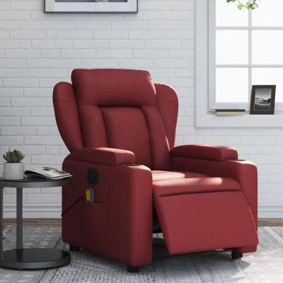 Gossi fotoliu de masaj electric rabatabil, rosu vin, piele ecologica