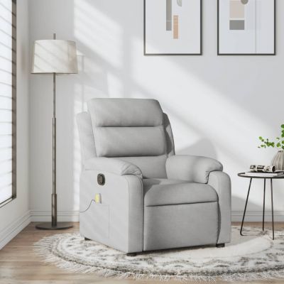 Gossi fotoliu de masaj rabatabil, gri deschis, textil