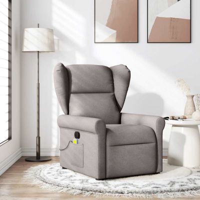 Gossi fotoliu de masaj rabatabil, gri taupe, material textil la reducere