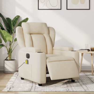 Gossi fotoliu electric de masaj rabatabil, crem, textil
