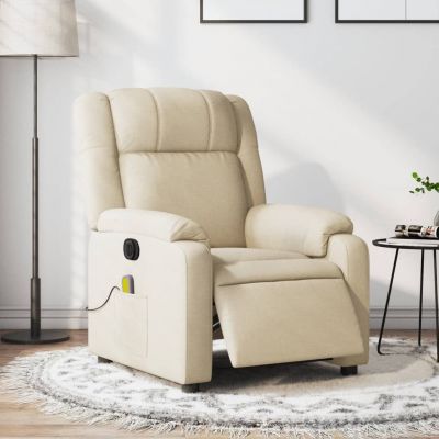 Gossi fotoliu electric de masaj rabatabil, crem, textil