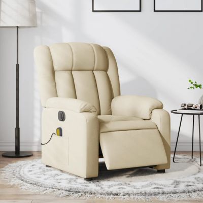 Gossi fotoliu electric de masaj rabatabil, crem, textil