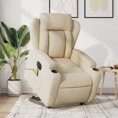 Gossi fotoliu electric de masaj rabatabil cu ridicare, crem, textil