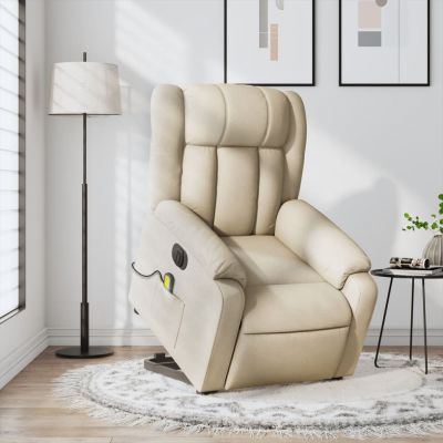 Gossi fotoliu electric de masaj rabatabil cu ridicare, crem, textil