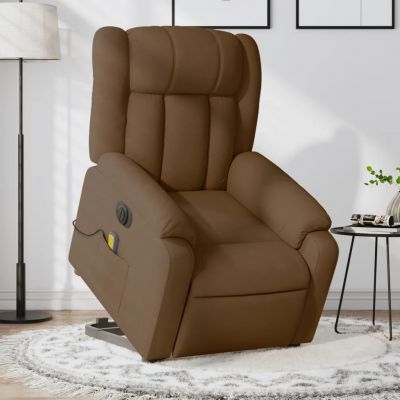 Gossi fotoliu electric de masaj rabatabil cu ridicare, maro, textil