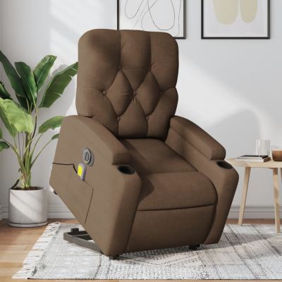Gossi fotoliu electric de masaj rabatabil cu ridicare, maro, textil