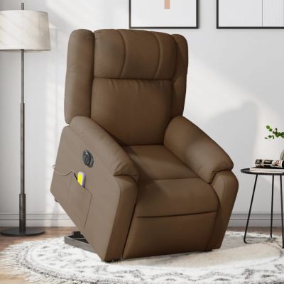 Gossi fotoliu electric de masaj rabatabil cu ridicare, maro, textil
