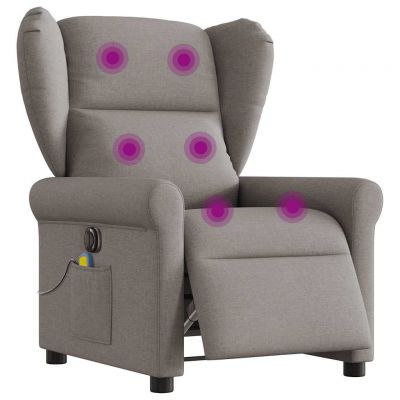 Gossi fotoliu electric de masaj rabatabil, gri taupe, textil