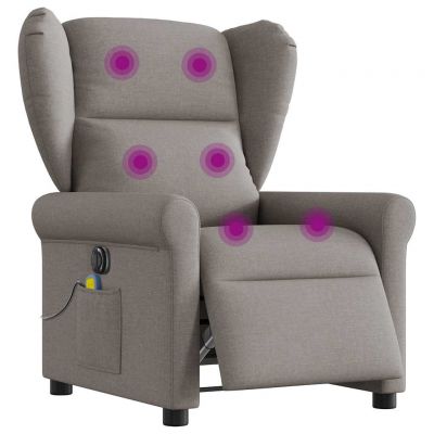 Gossi fotoliu electric de masaj rabatabil, gri taupe, textil