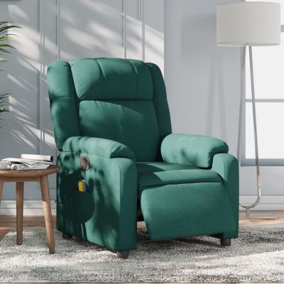 Gossi fotoliu electric de masaj rabatabil, verde inchis, textil