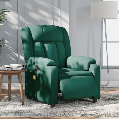 Gossi fotoliu electric de masaj rabatabil, verde inchis, textil