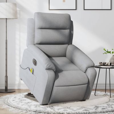 Gossi fotoliu electric masaj rabatabil cu ridicare, gri inchis textil