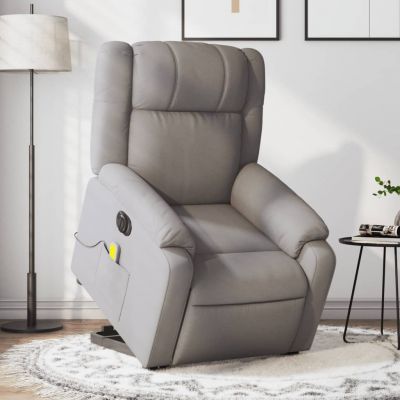 Gossi fotoliu electric masaj rabatabil cu ridicare, gri taupe, textil