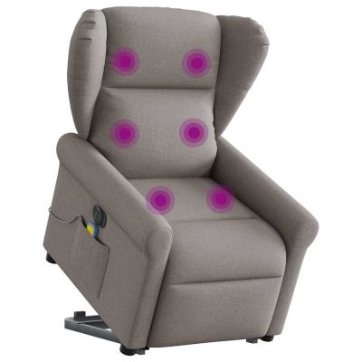 Gossi fotoliu electric masaj rabatabil cu ridicare, gri taupe, textil