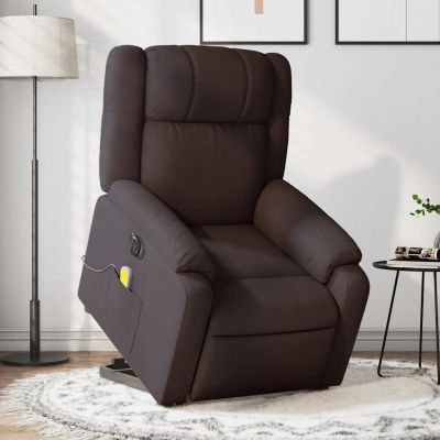 Gossi fotoliu electric masaj rabatabil cu ridicare maro inchis textil