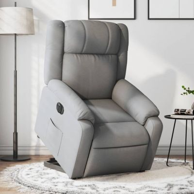 Gossi fotoliu electric rabatabil cu ridicare, gri deschis, textil