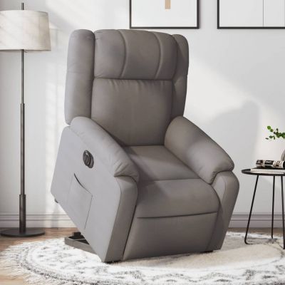 Gossi fotoliu electric rabatabil cu ridicare, gri taupe, textil