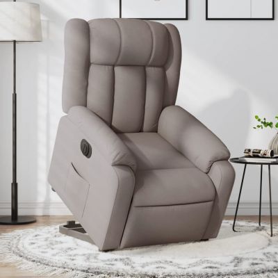 Gossi fotoliu electric rabatabil cu ridicare, gri taupe, textil