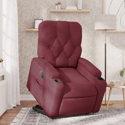 Gossi fotoliu electric rabatabil cu ridicare, rosu vin, textil