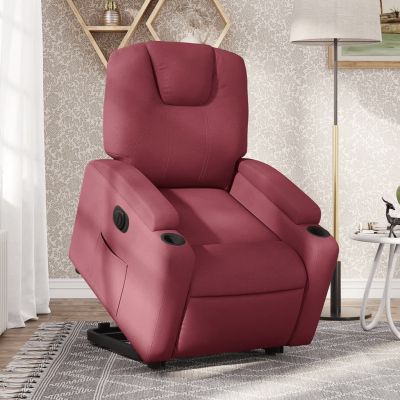 Gossi fotoliu electric rabatabil cu ridicare, rosu vin, textil