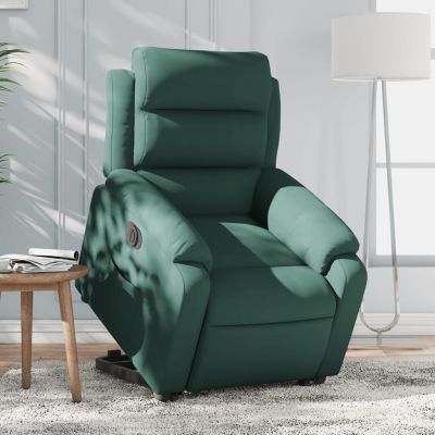 Gossi fotoliu electric rabatabil cu ridicare, verde inchis, catifea