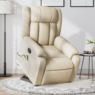 Gossi fotoliu masaj rabatabil cu ridicare, crem, material textil