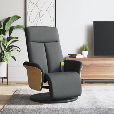 Gossi fotoliu masaj rabatabil cu suport picioare, gri inchis, textil