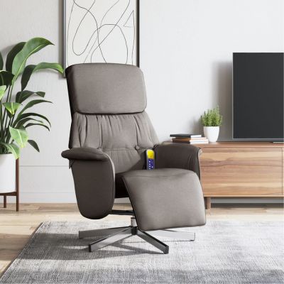 Gossi fotoliu masaj rabatabil cu suport picioare, gri taupe, textil