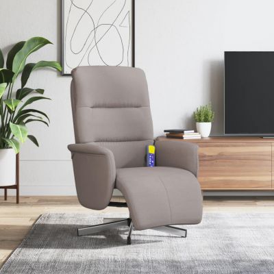Gossi fotoliu masaj rabatabil cu suport picioare, gri taupe, textil