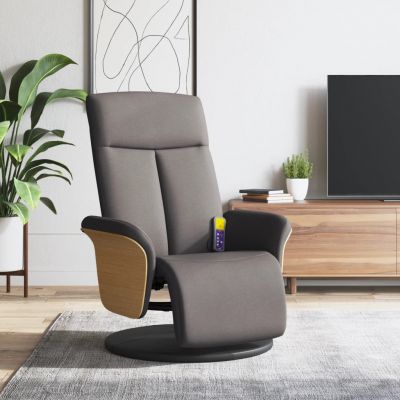 Gossi fotoliu masaj rabatabil cu suport picioare, gri taupe, textil