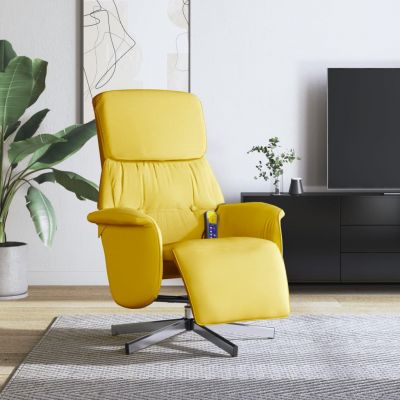 Gossi fotoliu masaj rabatabil, suport picioare, galben deschis textil