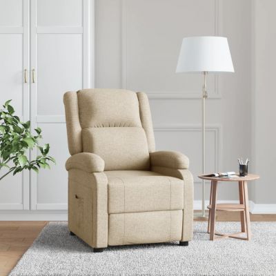 Gossi fotoliu rabatabil, crem, material textil