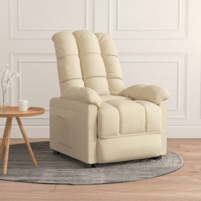 Gossi fotoliu rabatabil, crem, material textil ieftin