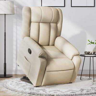 Gossi fotoliu rabatabil cu ridicare pe verticala, crem, textil