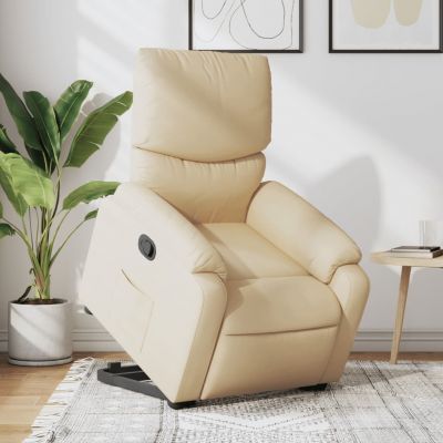 Gossi fotoliu rabatabil cu ridicare pe verticala, crem, textil