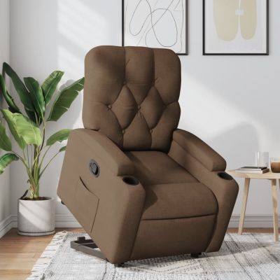 Gossi fotoliu rabatabil cu ridicare pe verticala, maro, textil
