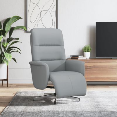 Gossi fotoliu rabatabil cu suport de picioare, gri deschis, textil