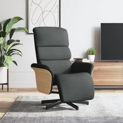 Gossi fotoliu rabatabil cu suport de picioare, gri inchis, textil