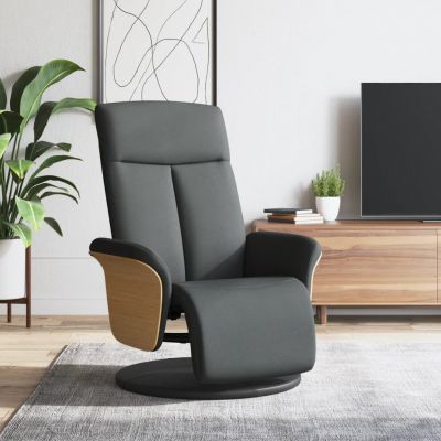 Gossi fotoliu rabatabil cu suport de picioare, gri inchis, textil