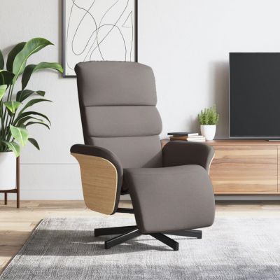 Gossi fotoliu rabatabil cu suport de picioare, gri taupe, textil