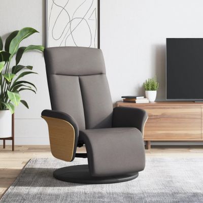 Gossi fotoliu rabatabil cu suport de picioare, gri taupe, textil